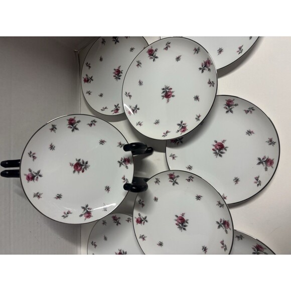 Vintage Rosechintz By Meito Japan 7.5/8 X 7.5/8 Salad Plates Fine China Set of 8 - Picture 3 of 9